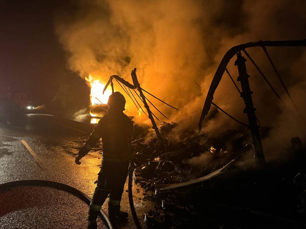 TIR yandı, alevler ağaçlara sıçradı 6